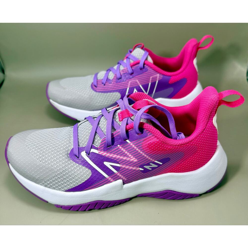 New Balance Unisex-Kids Run V2 Lace-up Shoes-Summer Fog Mystic Purple, Hi-Pink